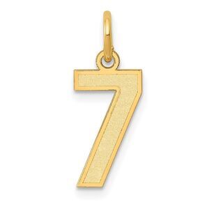 14k Yellow Gold, Jersey Collection, Small Number 7 Pendant